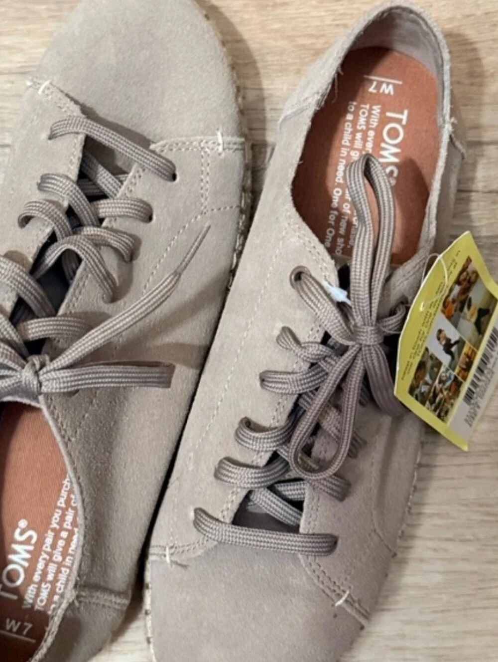 TOMS Suede Lace-Up Sneakers in Taupe